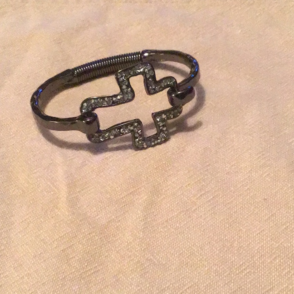 Rhinestone cross bracelet